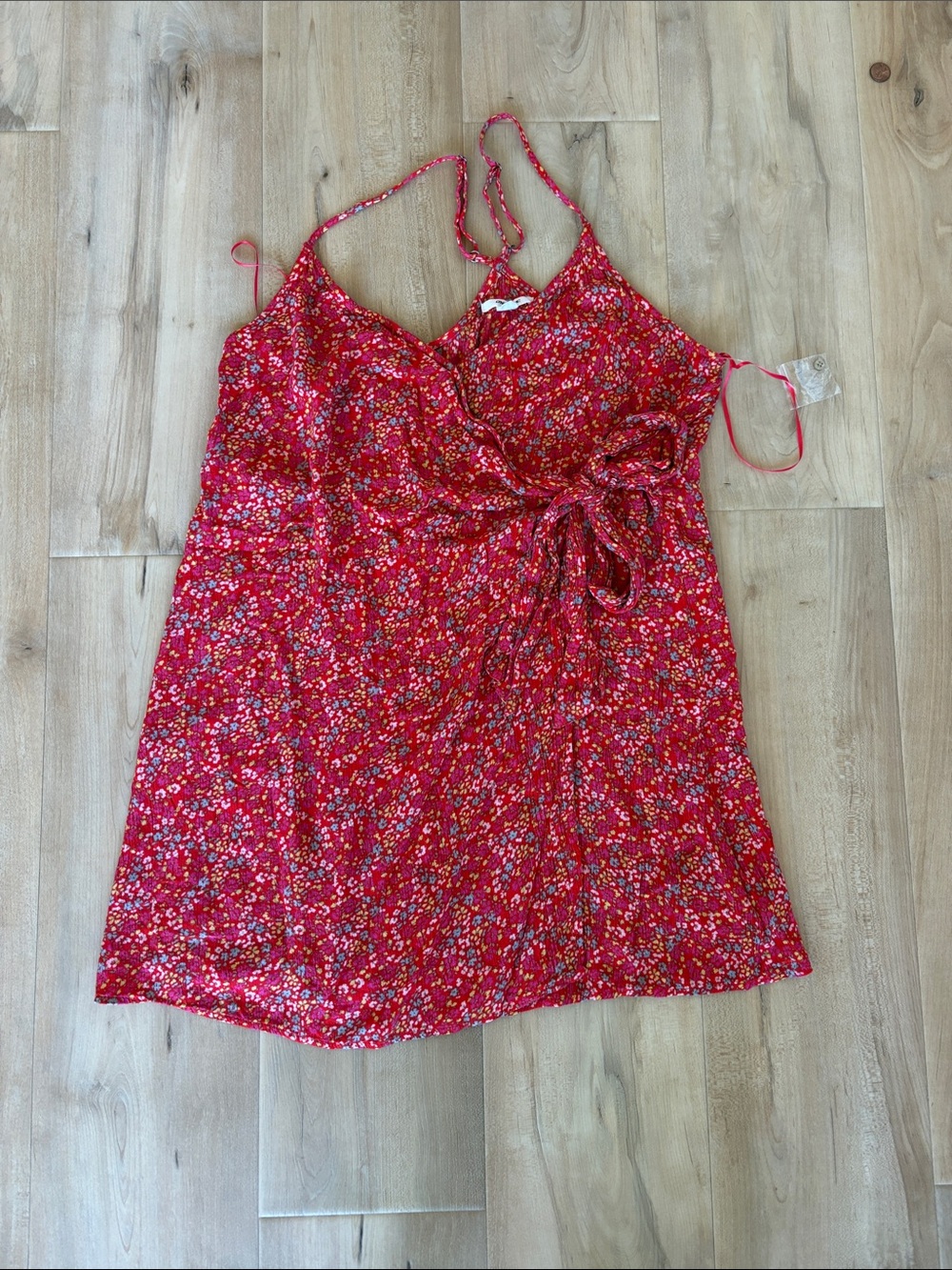 O'Neill Red Floral Tie-Waist Cami Dress